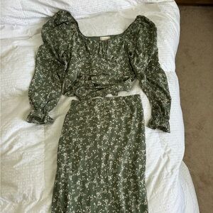 WORN ONCE- Altar’d State Sage Green Fall Floral Set